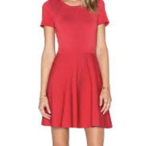 PARKER Red Dress Trace Knit Fit and Flare Short Sleeve Mini Dress SZ XS